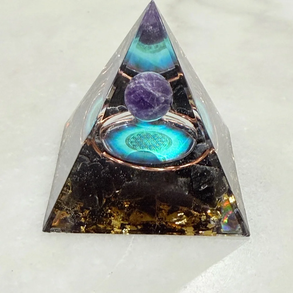 Amethyst Orgonite Pyramid Decorative Home Accent - Picture 4 of 7